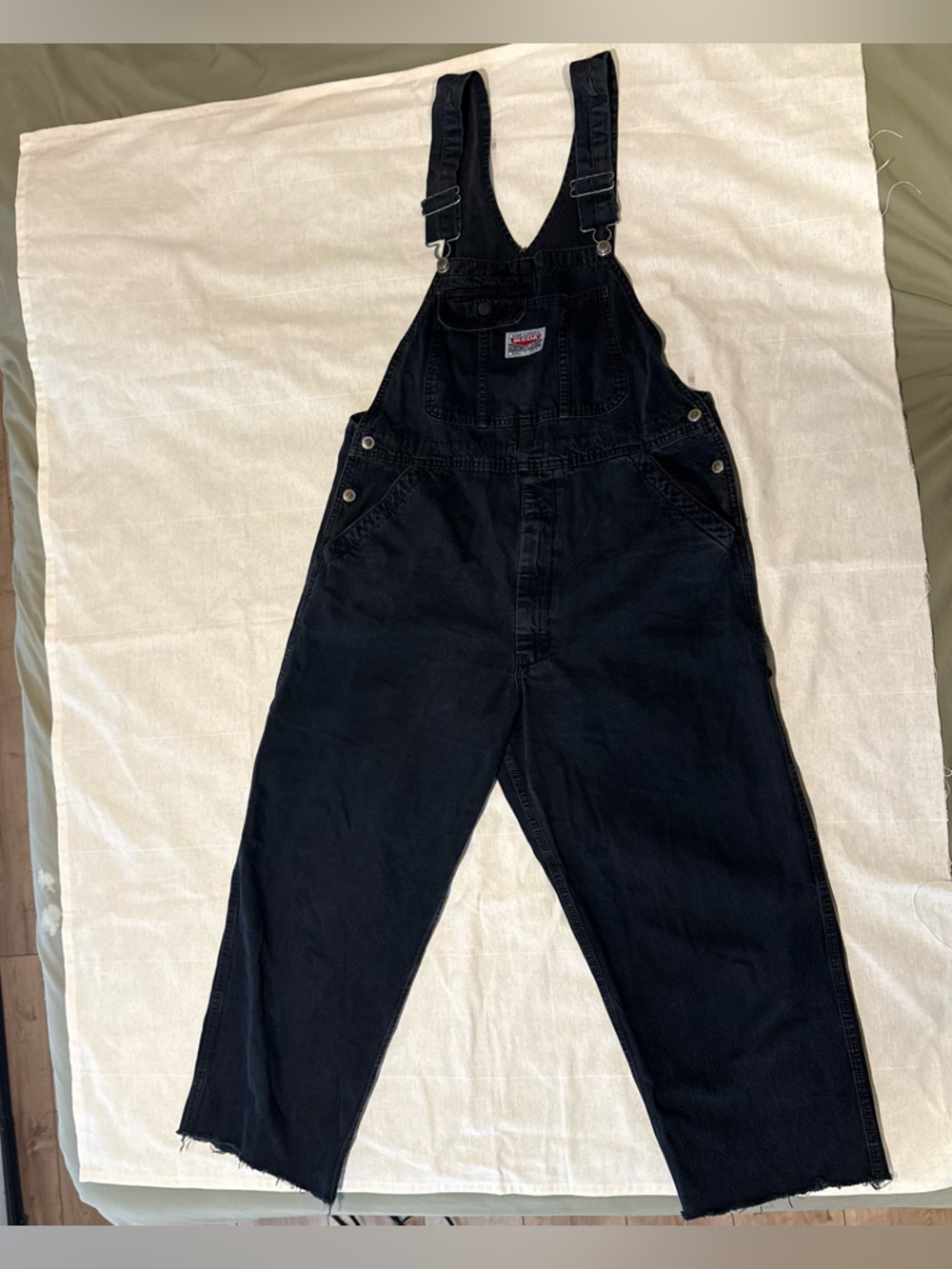 Vintage Ikeda Men’s Womens Overalls Size Large Black Denim Workwear Hipster